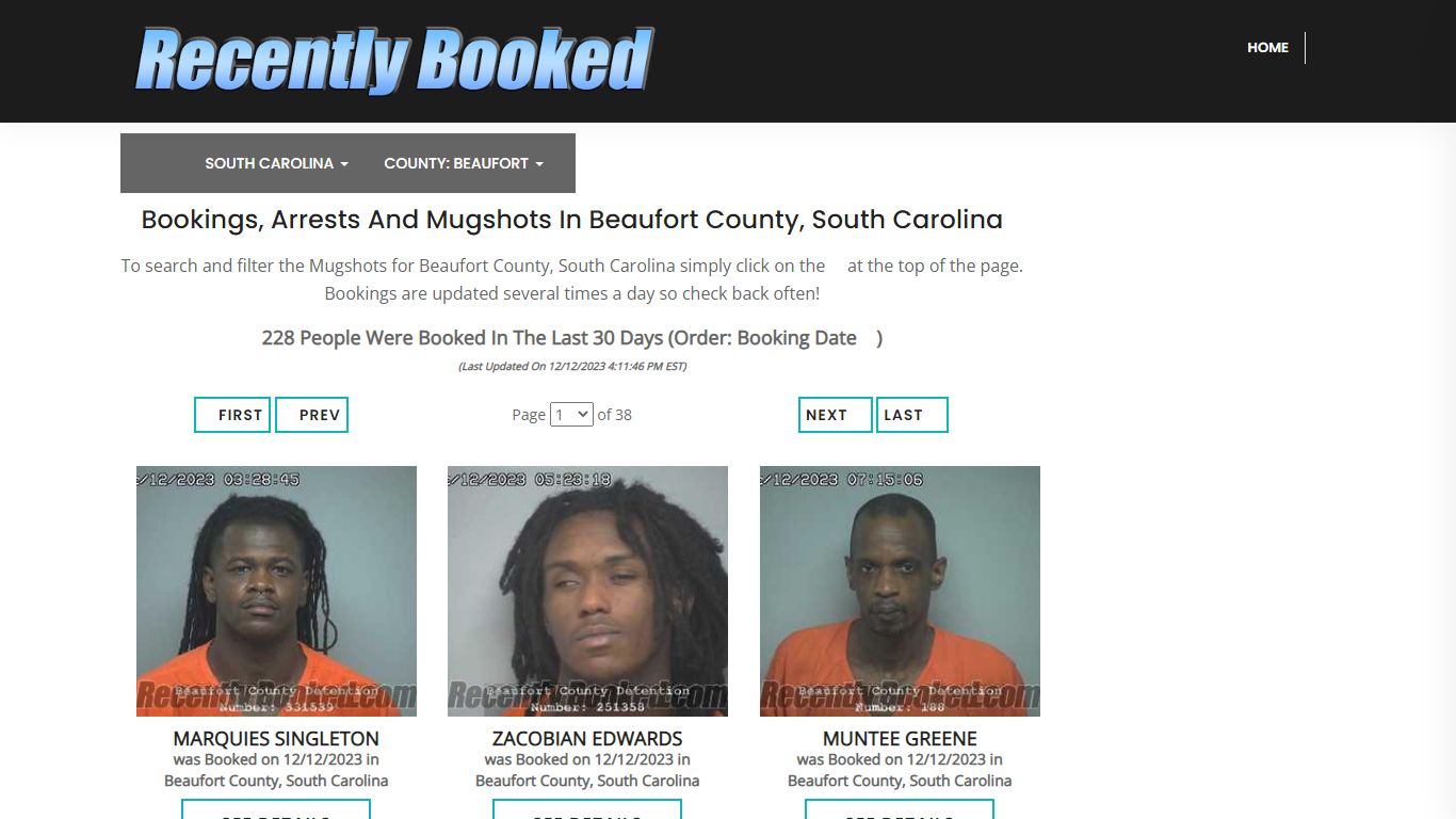 Bookings, Arrests and Mugshots in Beaufort County, South Carolina